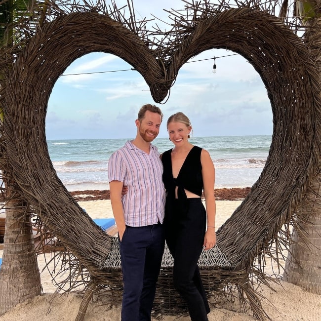 Ned Fulmer as seen in a picture with his wife Ariel Fulmer in August 2022, in Tulum, Mexico