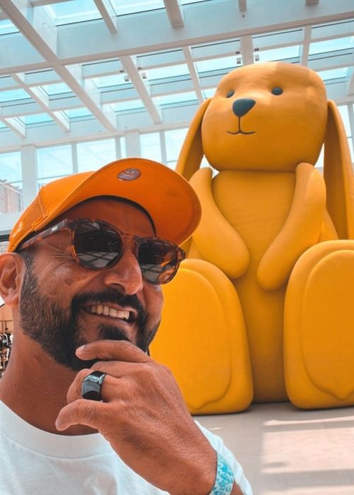 Nikhil Chinapa seen taking a selfie in Dubai in 2022