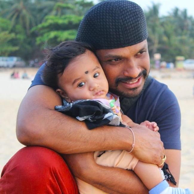 Srikant Maski with his son in an Instagram post in June 2021
