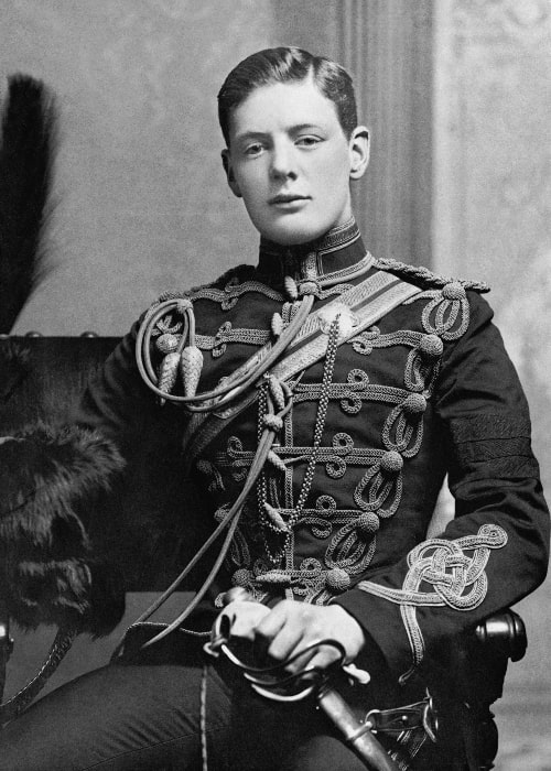 Winston Churchill as seen in the military dress uniform of the 4th Queen's Own Hussars at Aldershot in 1895