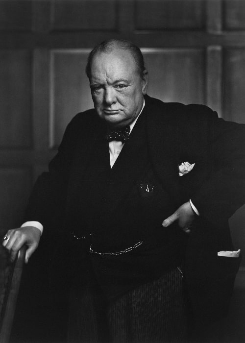 Winston Churchill in the portrait 'The Roaring Lion' by Yousuf Karsh at the Canadian Parliament, December 1941