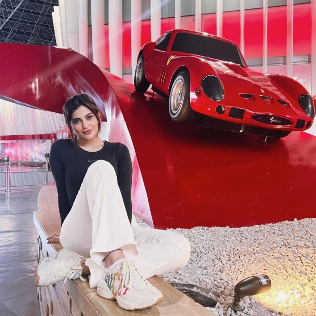 Aliya Hamidi as seen in a picture that was taken at Ferrari World Abu Dhabi in October 2022