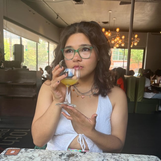 Belissa Escobedo pictured while enjoying her drink in June 2022