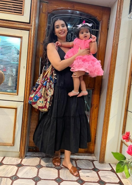 Charu Asopa as seen in a picture with her daughter Ziana Sen in October 2022, in Bikaner