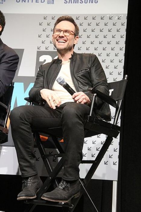 Christian Slater seen smiling at the SXSW in 2016