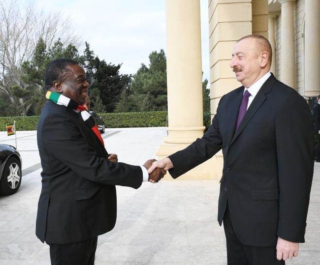 Emmerson Mnangagwa (Left) and Azerbaijani President Ilham Aliyev in January 2019