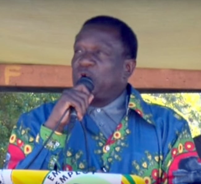 Emmerson Mnangagwa as seen while speaking in 2015