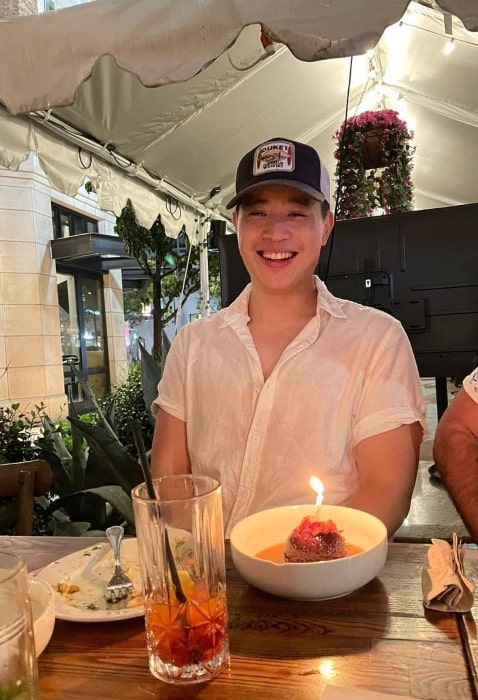 Hayden Szeto as seen while smiling for a picture on his birthday in Los Angeles, California in September 2022