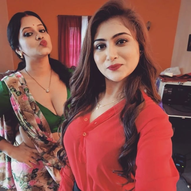 Hiral Radadiya as seen in a selfie that was taken with fellow model and actress Priya Gamre in August 2022