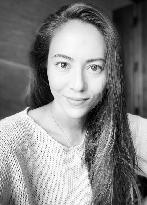 Jessica Michibata as seen in a black-and-white selfie in July 2020