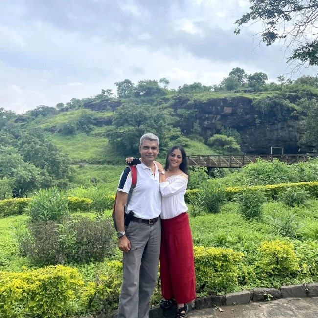 Reena Kapoor as seen in a picture with her husband Karan Nijher at the Ellora Caves in August 2022