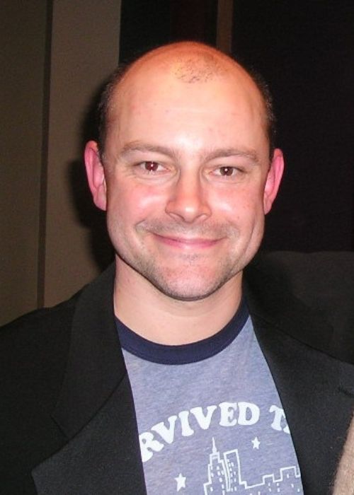 Rob Corddry seen after speaking at Brown University in 2005