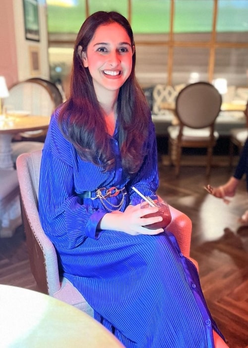 Sadia Khateeb as seen while enjoying her drink in November 2022