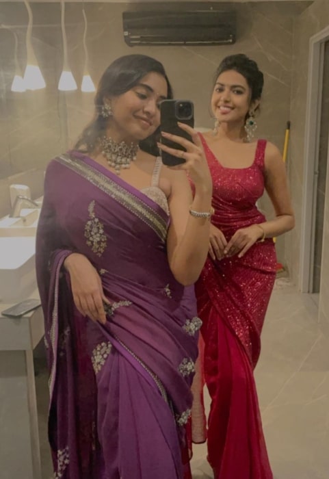 Shivathmika Rajashekar as seen while taking a mirror selfie with Shivani Rajashekar