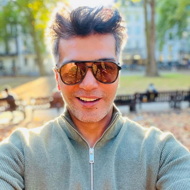 Vinay Rai as seen while taking a selfie at Berkeley Square in London in October 2022