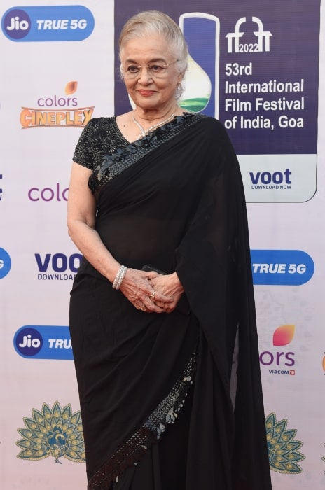 Asha Parekh as seen on the red carpet of the closing ceremony at the 53rd International Film Festival of India (IFFI) in Goa on November 28, 2022