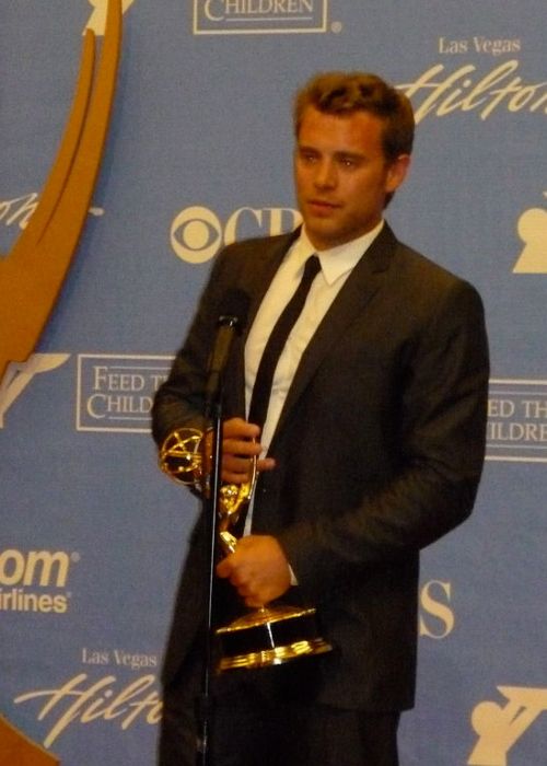 Billy Miller seen holding his Emmy Award at the 2010 Emmy Awards