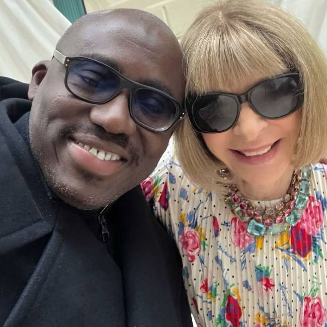 Edward Enninful seen in an Instagram selfie with Anna Wintour in 2022