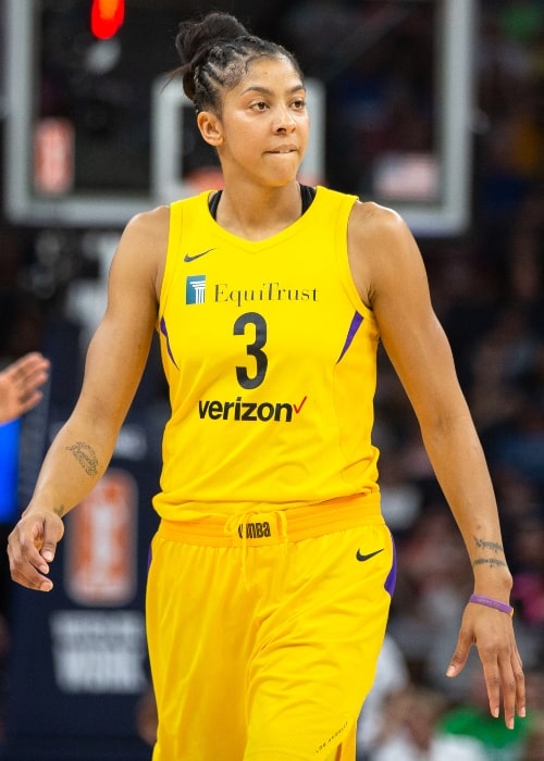 Los Angeles player Candace Parker during a game against the Minnesota Lynx in June 2018