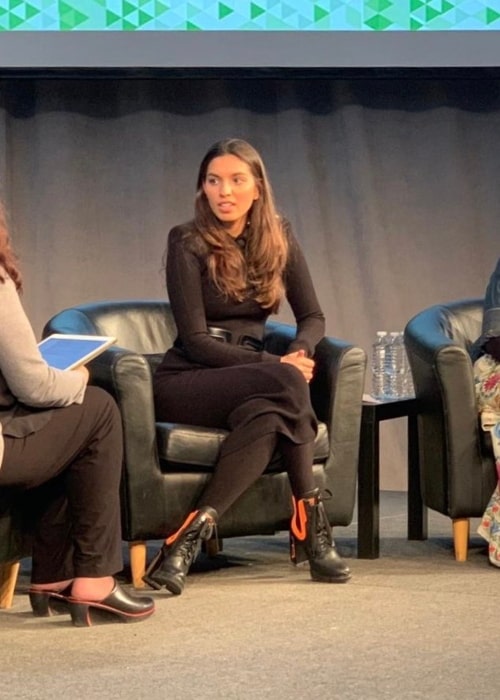 Manasi Kirloskar as seen in a picture at a panel discussion held at a MIT India conference on the importance and role of the Arts in education in Febuary 2019