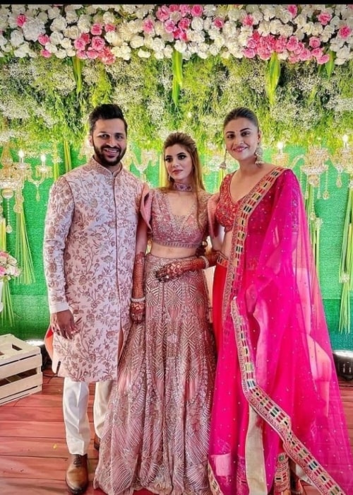 Mittali Parulkar and Shardul Thakur with fellow actress Malti Chahar on the day of their engagement in November 2021
