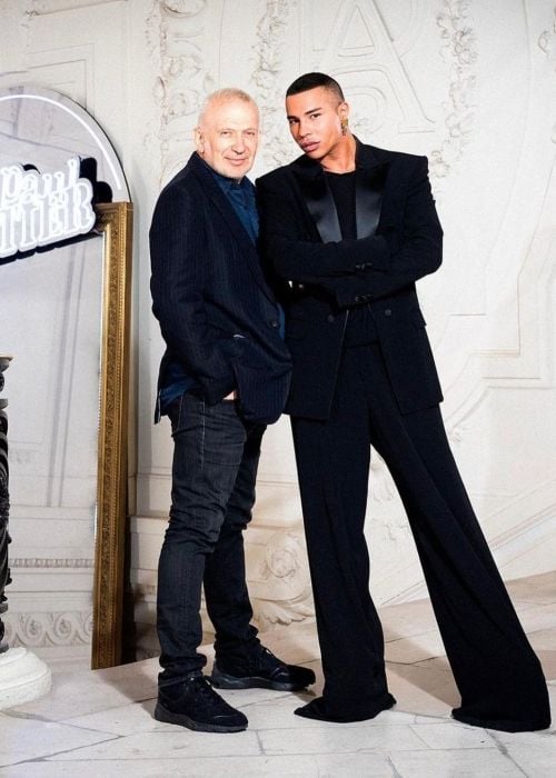 Olivier Rousteing seen standing with Jean Paul Gaultier in July 2022