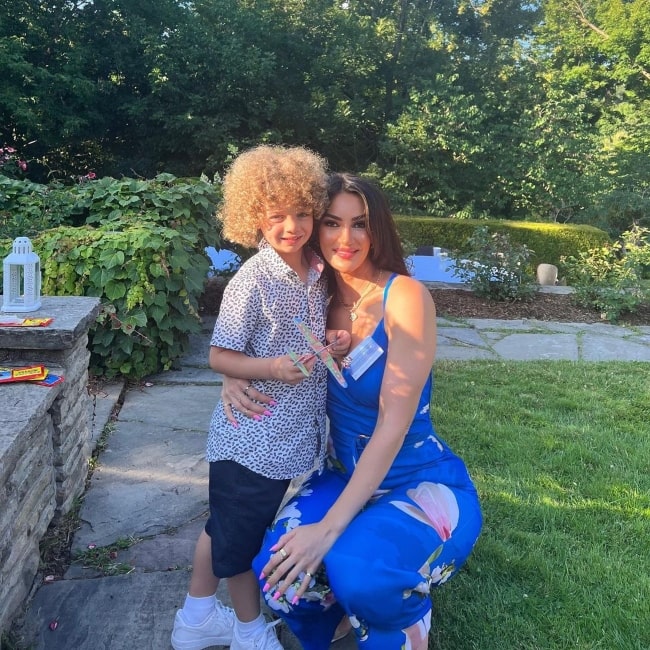 Sophie Brussaux as seen in a picture with her son Adonis Graham in July 2022, in Toronto, Ontario