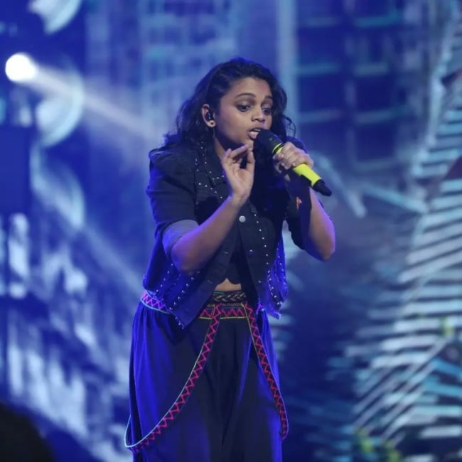 Srushti Tawade in a picture taken during a live concert in September 2022, in Mumbai, Maharashtra