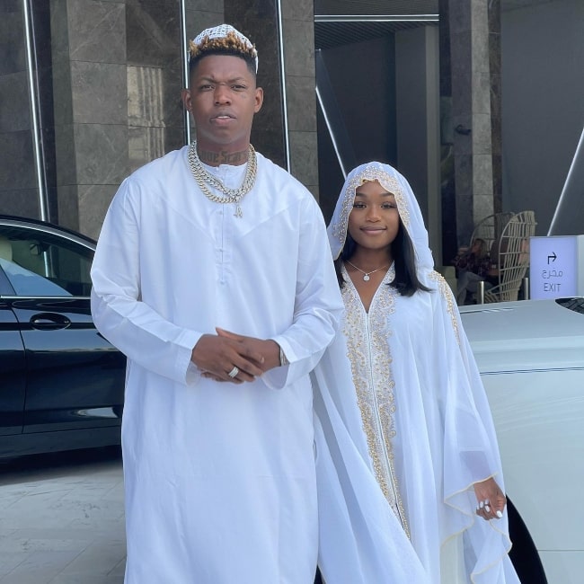 Yung Bleu as seen in a picture with his wife Tiemeria in November 2021, in Dubai, United Arab Emiratesدبي