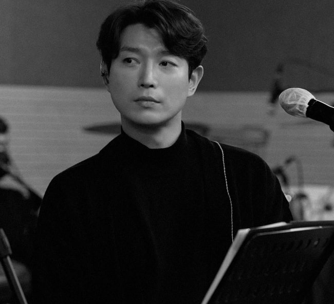 Bae Doo-hoon as seen in a black-and-white picture in December 2021
