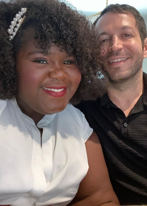 Brandon Frankel as seen in a selfie with his wife Gabourey Sidibe in December 2022, in Los Angeles, California