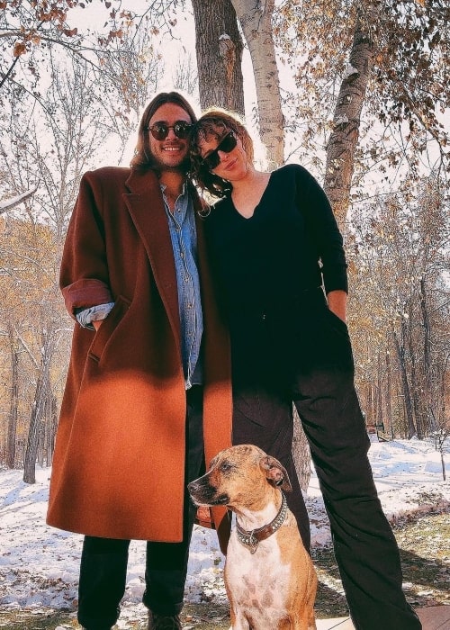 Derek Richard Thomas as seen in a picture with his beau Rumer Willis in and their dog in November 2022