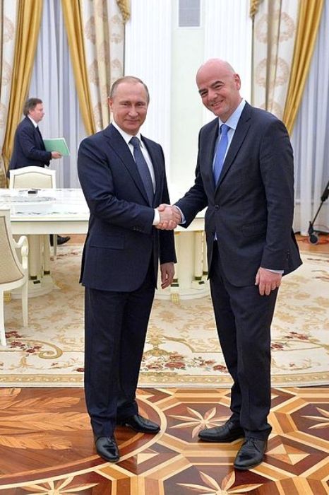 Gianni Infantino as seen shaking hands with Vladimir Putin in 2016