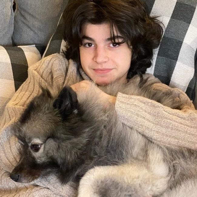 Griffin Santopietro as seen in a picture with his dog in February 2022, in Manhattan, New York