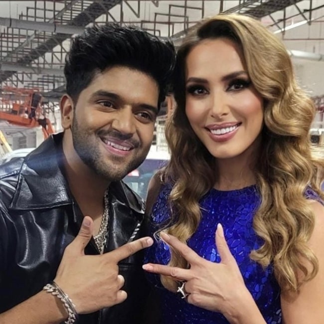 Iulia Vantur as seen in a picture with singer Guru Randhawa in November 2022