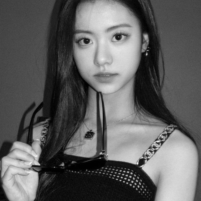 Kim Ga-ram as seen in a black-and-white picture