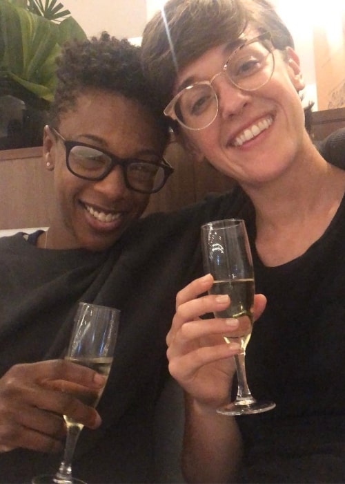 Lauren Morelli as seen in a selfie with her spouse Samira Wiley in January 2019