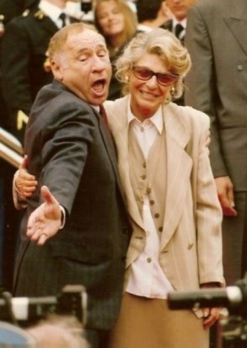 Mel Brooks seen with Anne Bancroft at the Cannes Film Festival in 1991