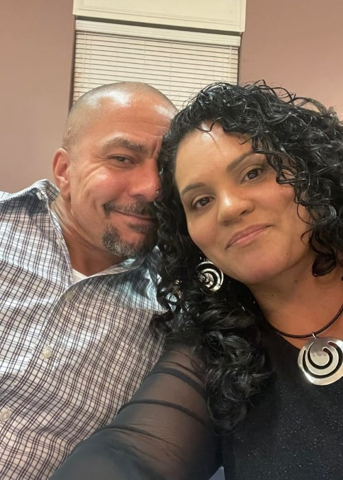 Sandra Diaz-Twine as seen in a selfie with her husband Marcus in October 2022