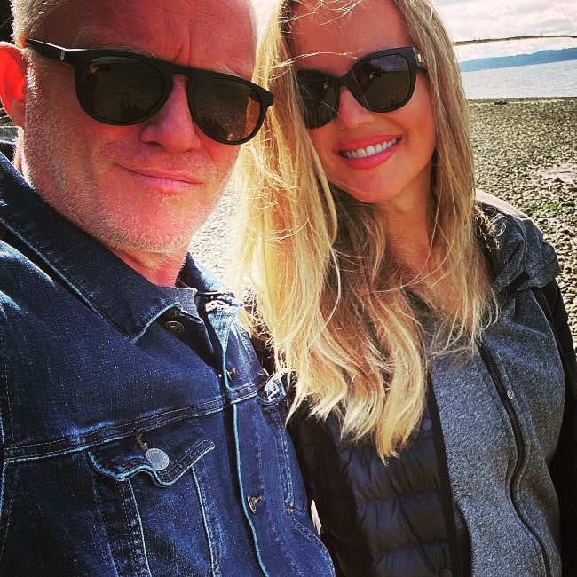 Anthony Michael Hall and his wife Lucia Oskerova _in a selfie that was taken in May 2021