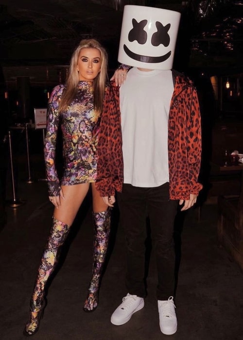 Irish Sarah as seen in a picture with American music producer Marshmello in December 2021, at Fontainebleau Miami Beach