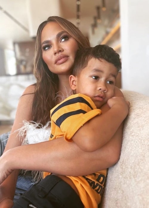 Miles Theodore Stephens and his mother Christine Teigen in a picture that was taken in February 2022