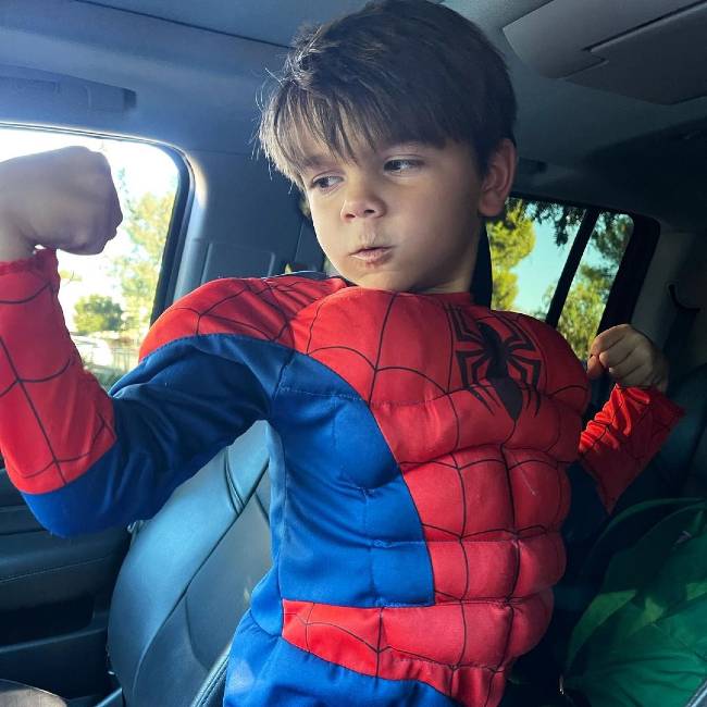 Reign Disick seen dressed as Spiderman in an Instagram picture from 2021