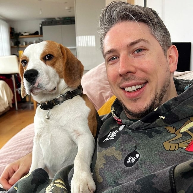 Ross Hornby as seen in a selfie with his dog Murphy in December 2022, in Bristol, United Kingdom
