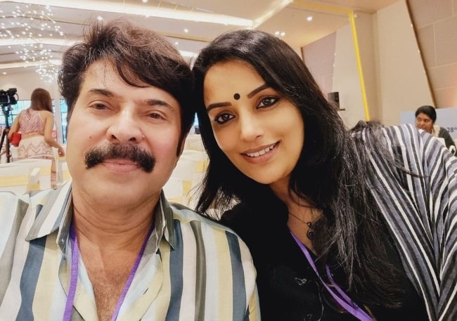 Shwetha Menon and Mammootty in an Instagram post in September 2022