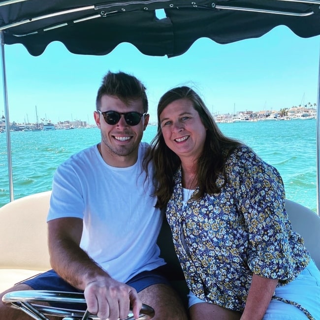 Zach Shallcross as seen in a picture with his mother Megan in September 2020, in Newport Beach, California