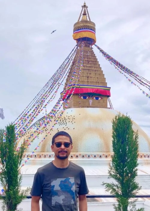 Bipul Chettri as seen while posing for a picture at Boudhanath Stupa in Kathmandu, Nepal in August 2022