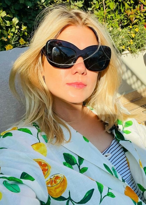 Caroline Arapoglou as seen while taking a selfie in Athens, Greece in June 2021