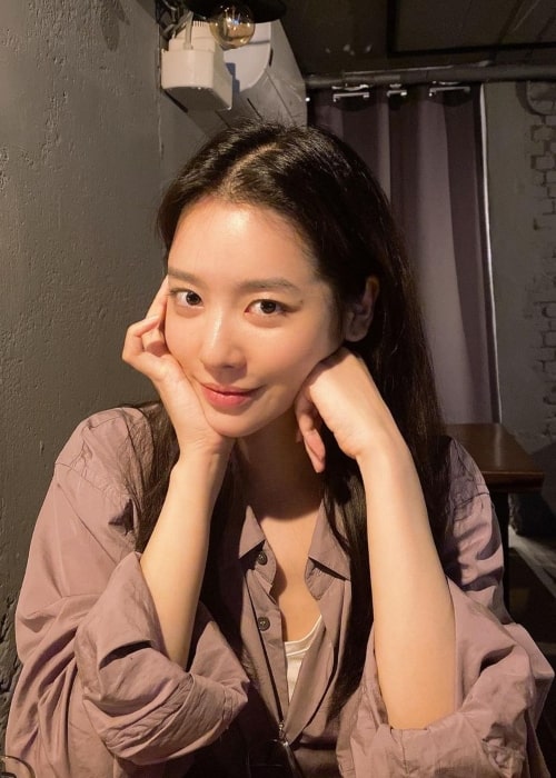 Cha Joo-young as seen while smiling for a picture in August 2020