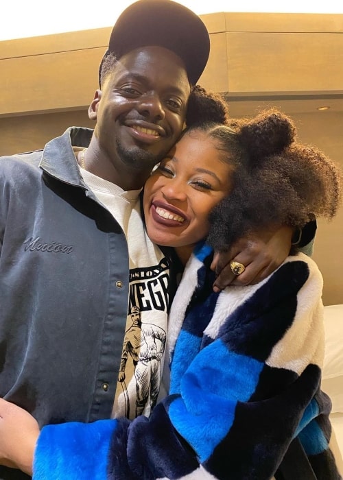 Dominique Fishback as seen in a picture that was taken with British actor Daniel Kaluuya in April 2021